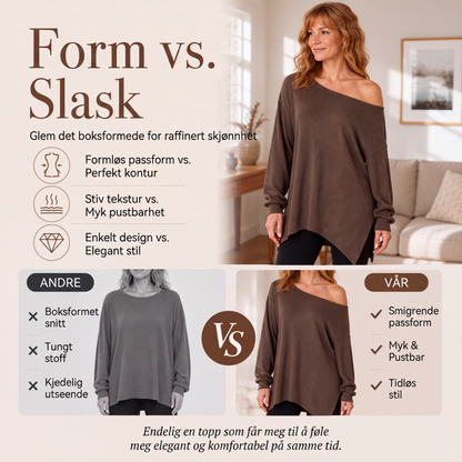 Dame off-shoulder-topp med splittet kant