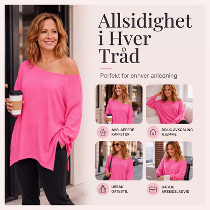 Dame off-shoulder-topp med splittet kant