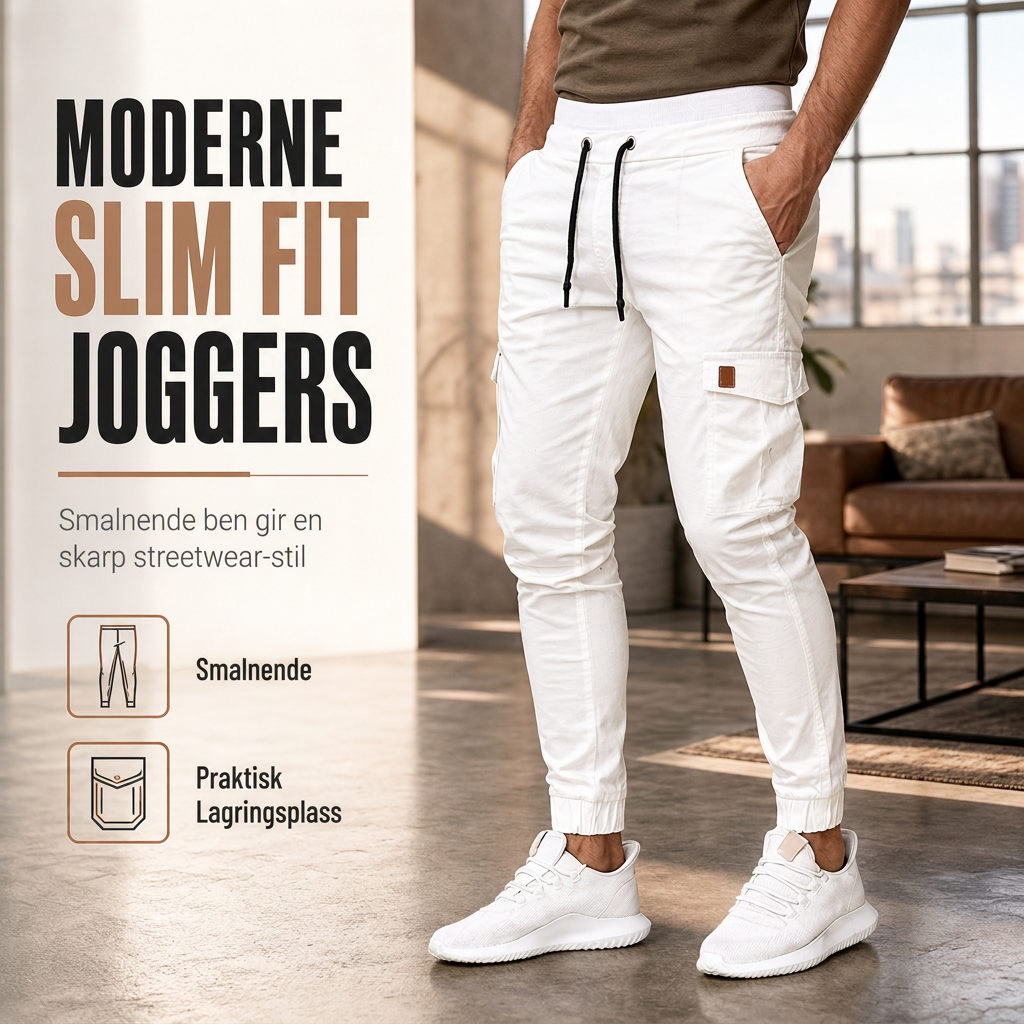 Uformelle ensfargede cargo-joggebukser for menn