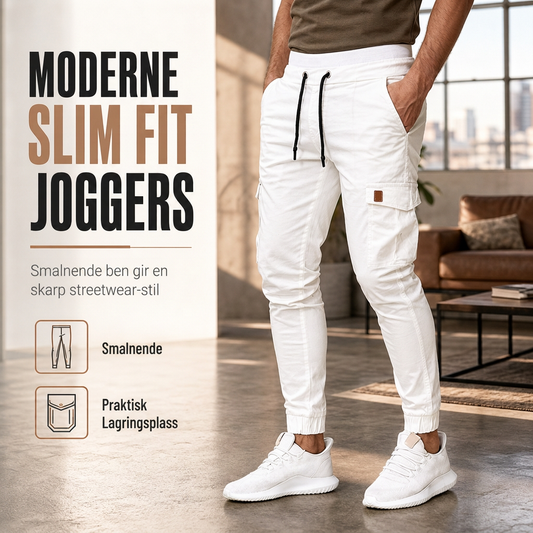 Uformelle ensfargede cargo-joggebukser for menn