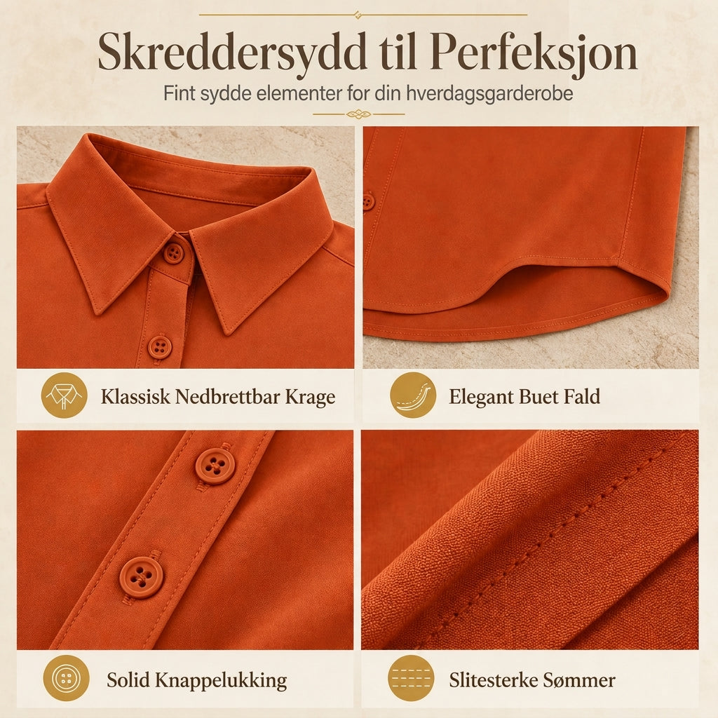 Elegant og uformell langermet bluse med knapping for kvinner