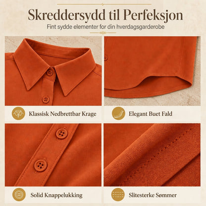 Elegant og uformell langermet bluse med knapping for kvinner
