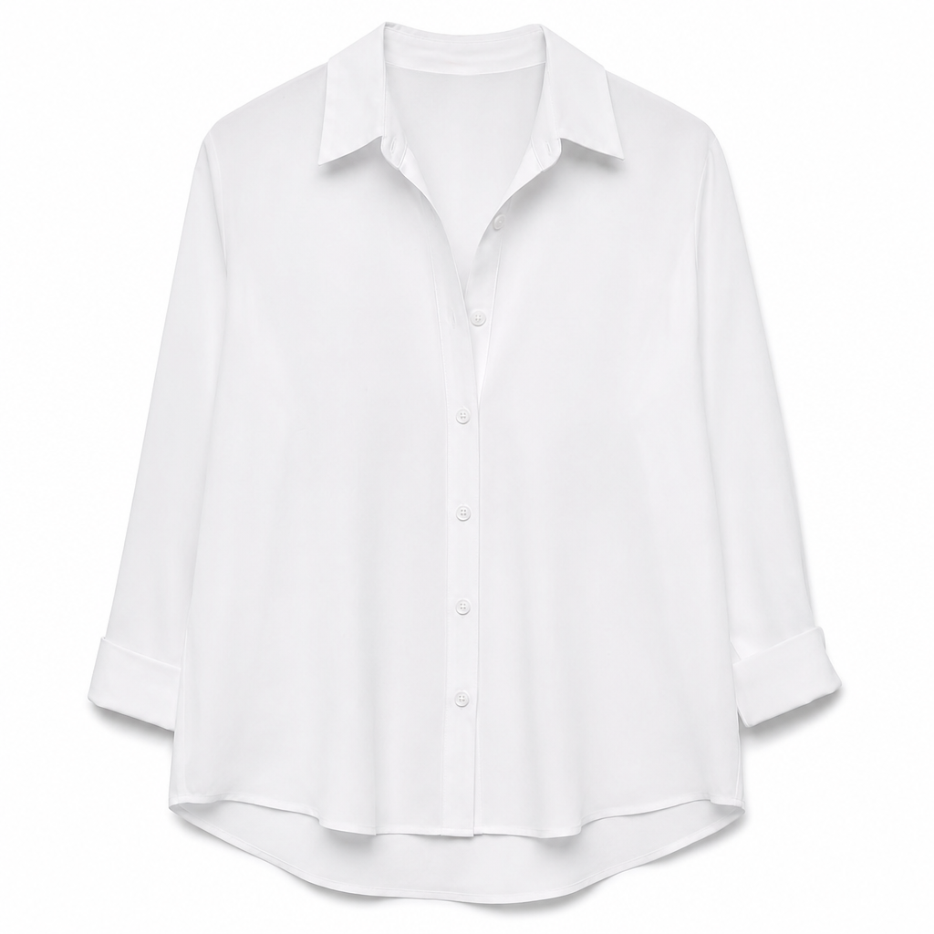 Elegant og uformell langermet bluse med knapping for kvinner