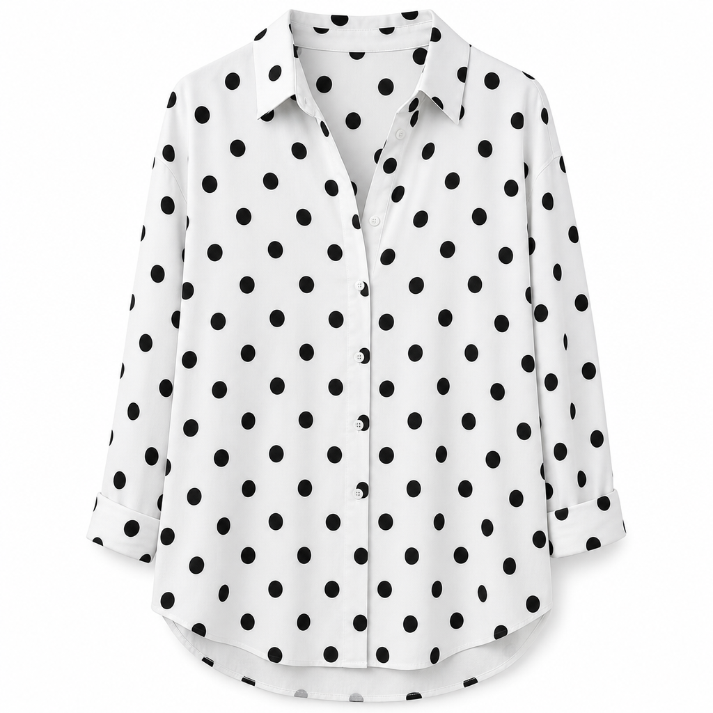 Elegant og uformell langermet bluse med knapping for kvinner