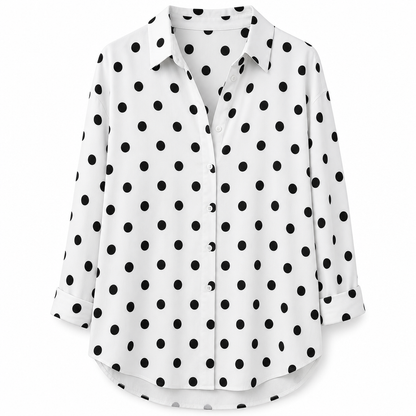 Elegant og uformell langermet bluse med knapping for kvinner