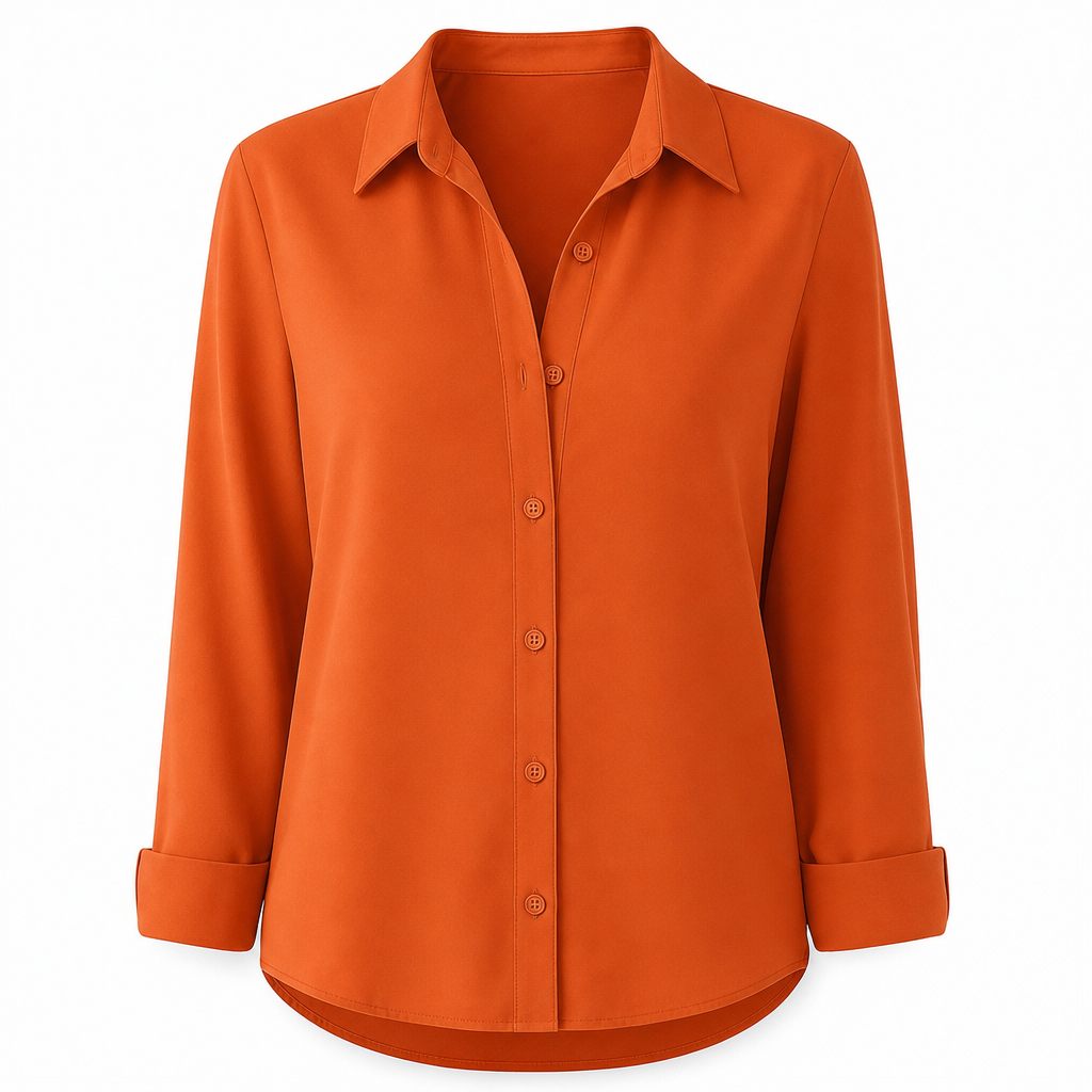 Elegant og uformell langermet bluse med knapping for kvinner