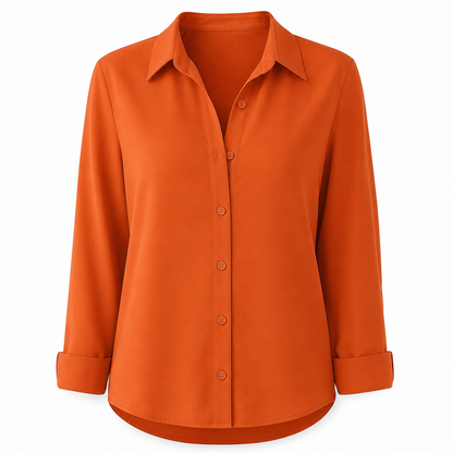 Elegant og uformell langermet bluse med knapping for kvinner