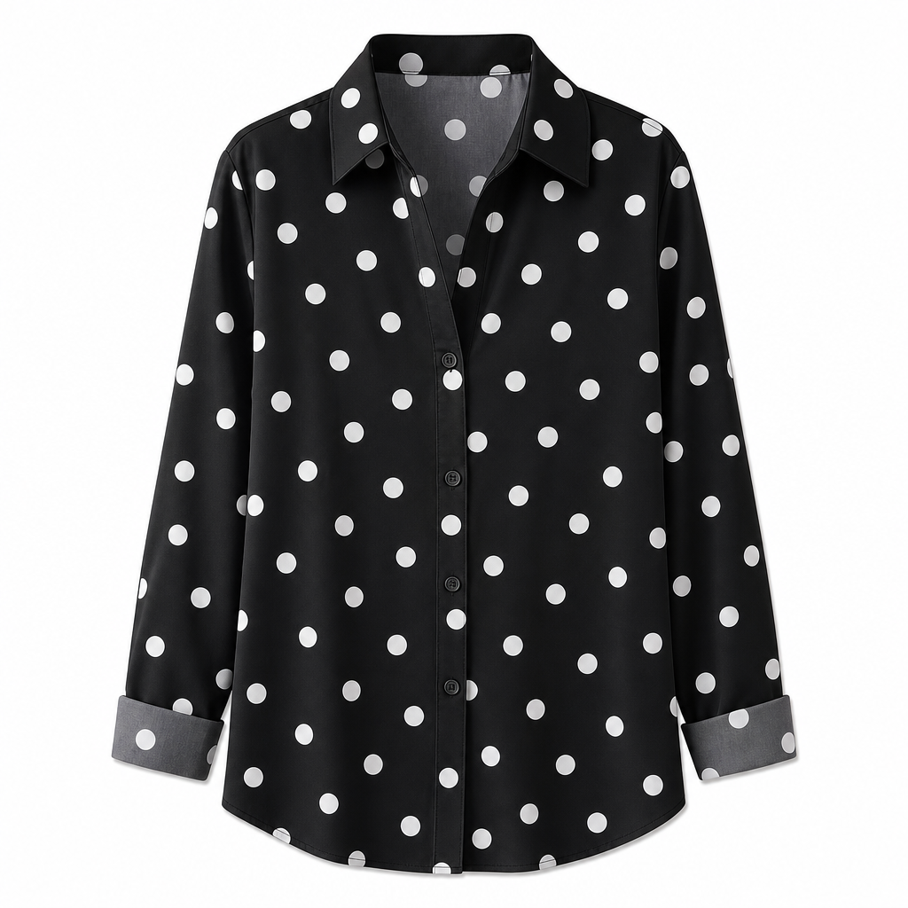 Elegant og uformell langermet bluse med knapping for kvinner