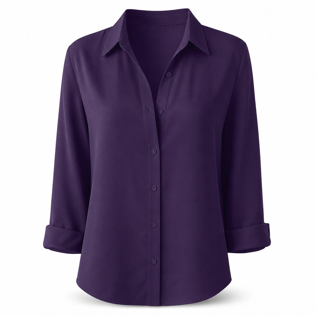 Elegant og uformell langermet bluse med knapping for kvinner