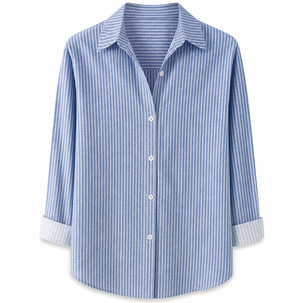 Elegant og uformell langermet bluse med knapping for kvinner