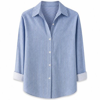 Elegant og uformell langermet bluse med knapping for kvinner