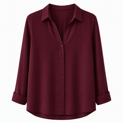 Elegant og uformell langermet bluse med knapping for kvinner