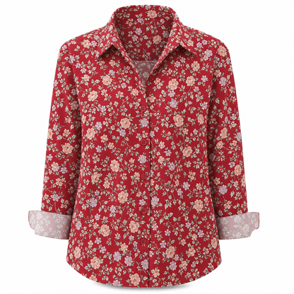 Elegant og uformell langermet bluse med knapping for kvinner