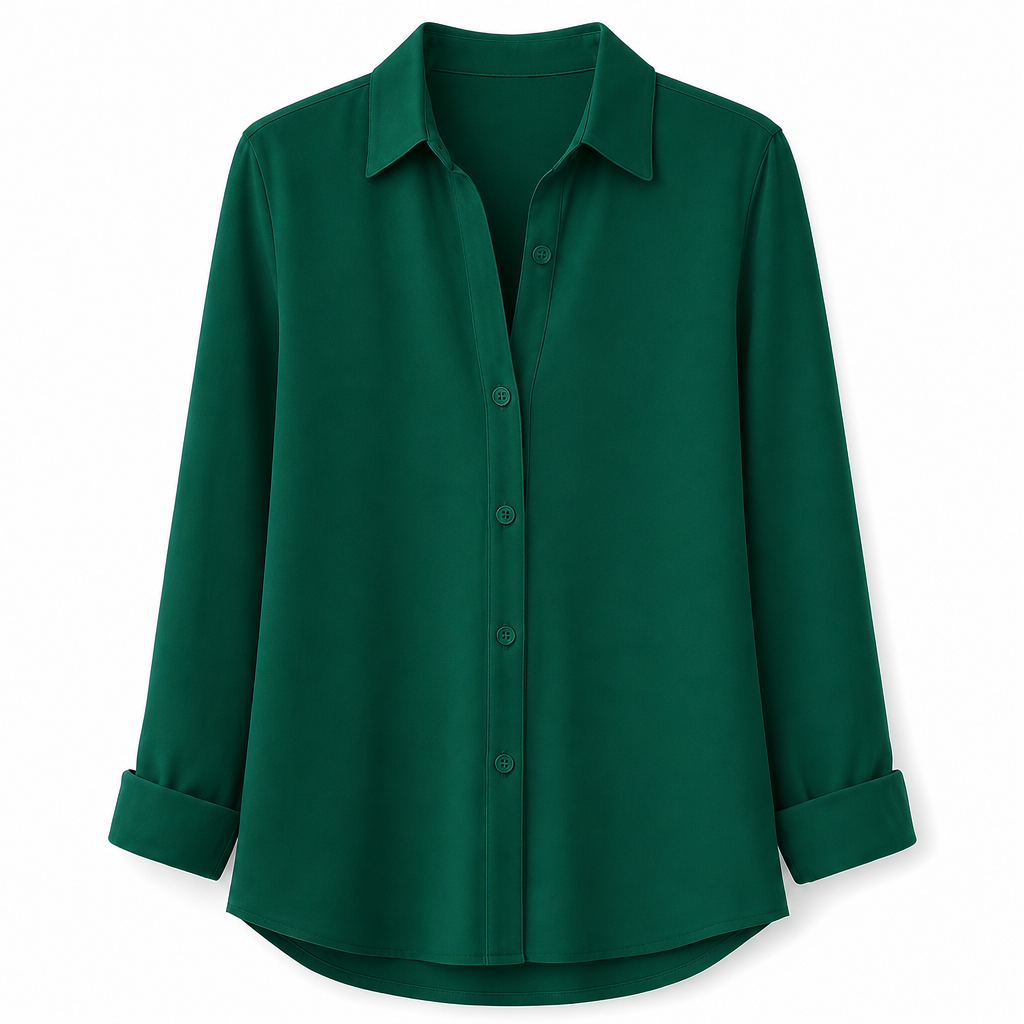 Elegant og uformell langermet bluse med knapping for kvinner