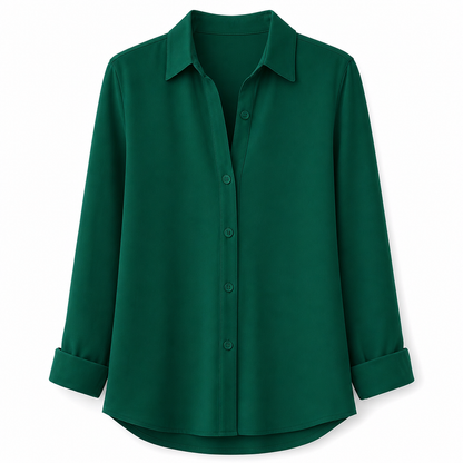 Elegant og uformell langermet bluse med knapping for kvinner