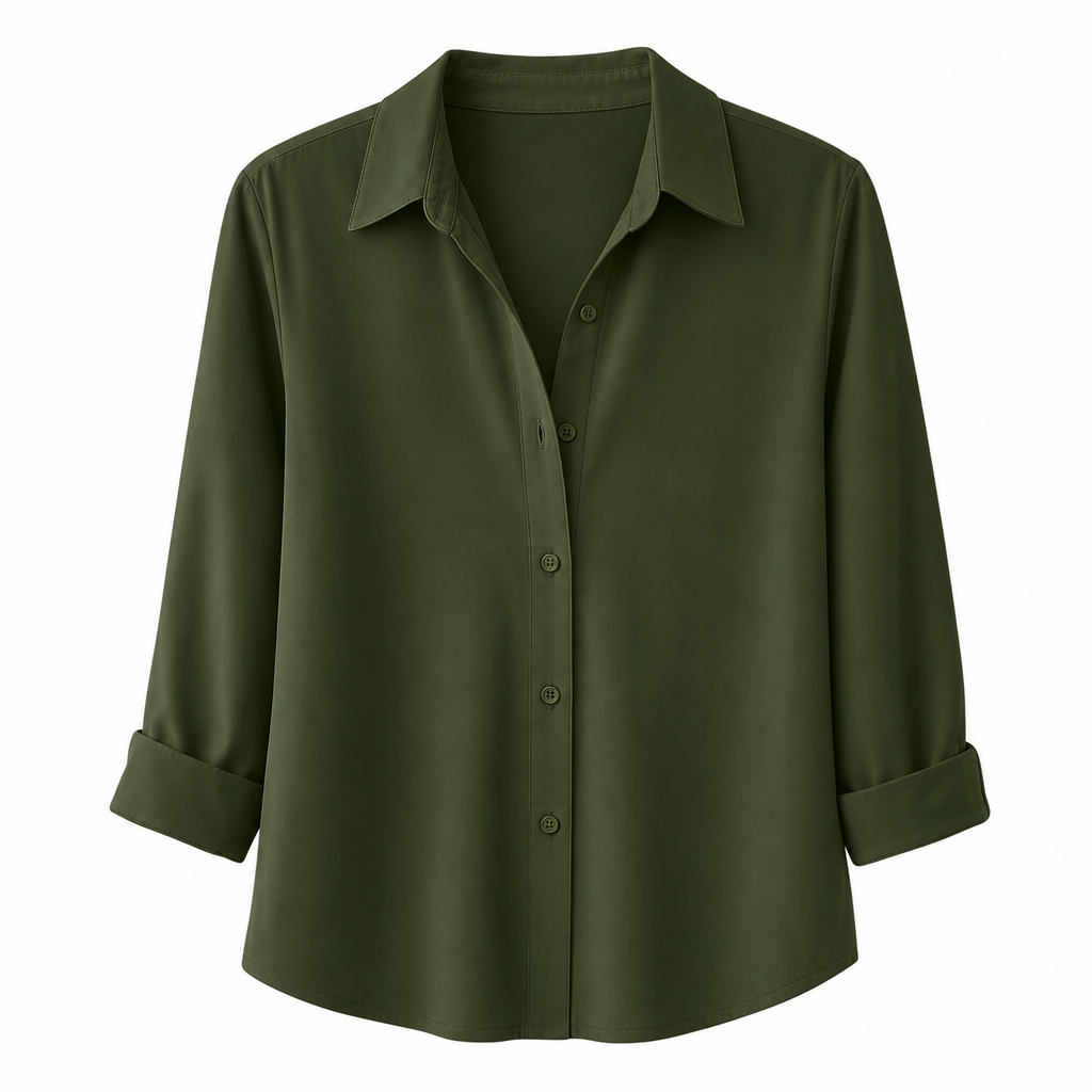 Elegant og uformell langermet bluse med knapping for kvinner