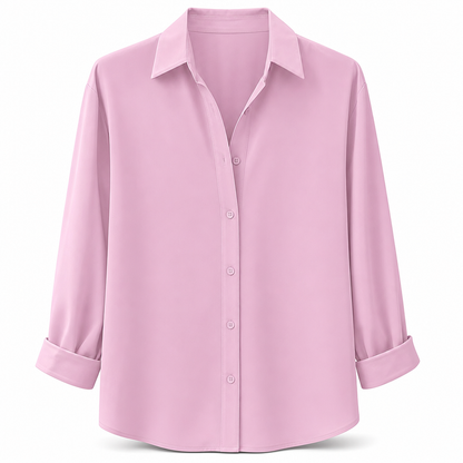 Elegant og uformell langermet bluse med knapping for kvinner