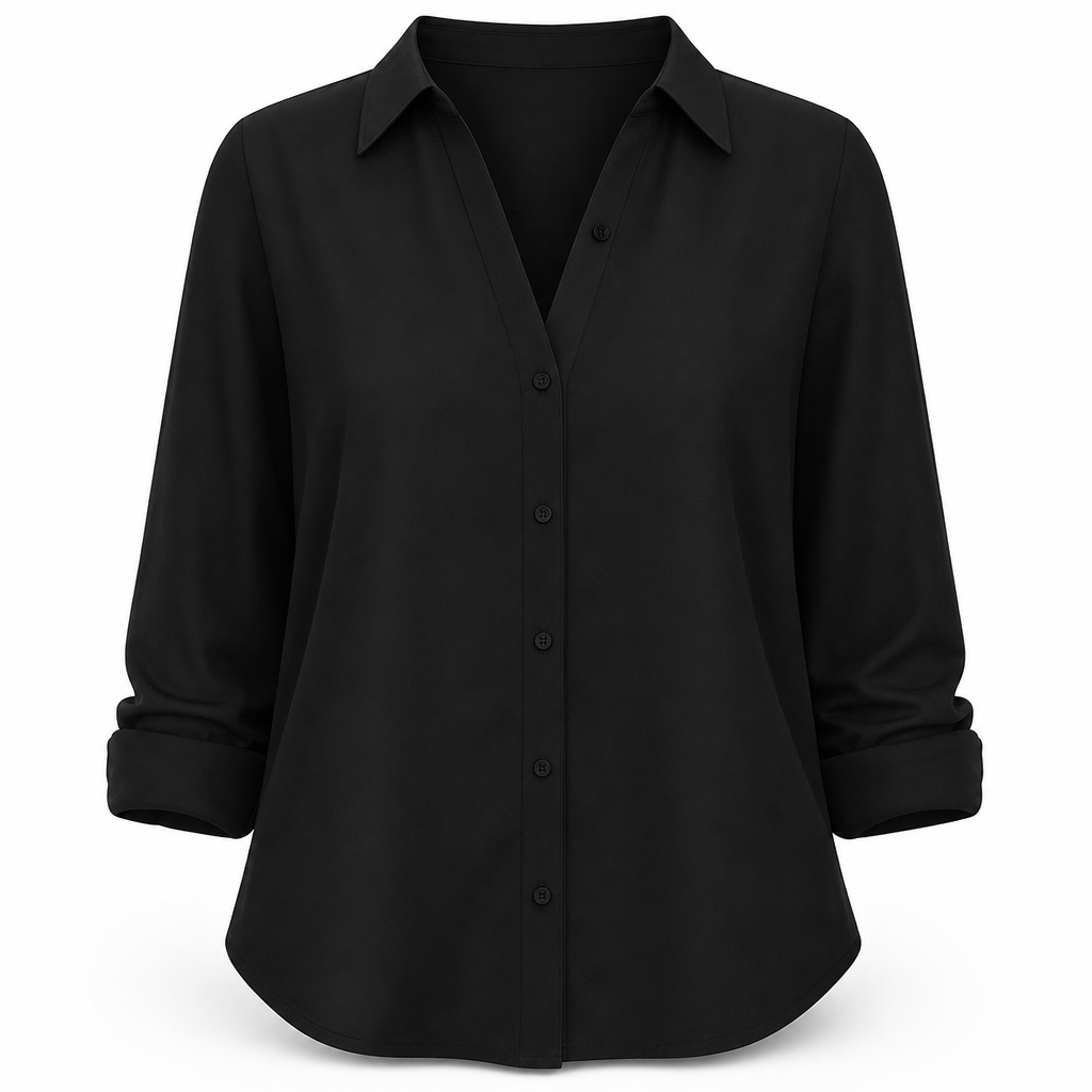 Elegant og uformell langermet bluse med knapping for kvinner