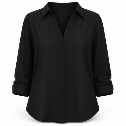 Elegant og uformell langermet bluse med knapping for kvinner