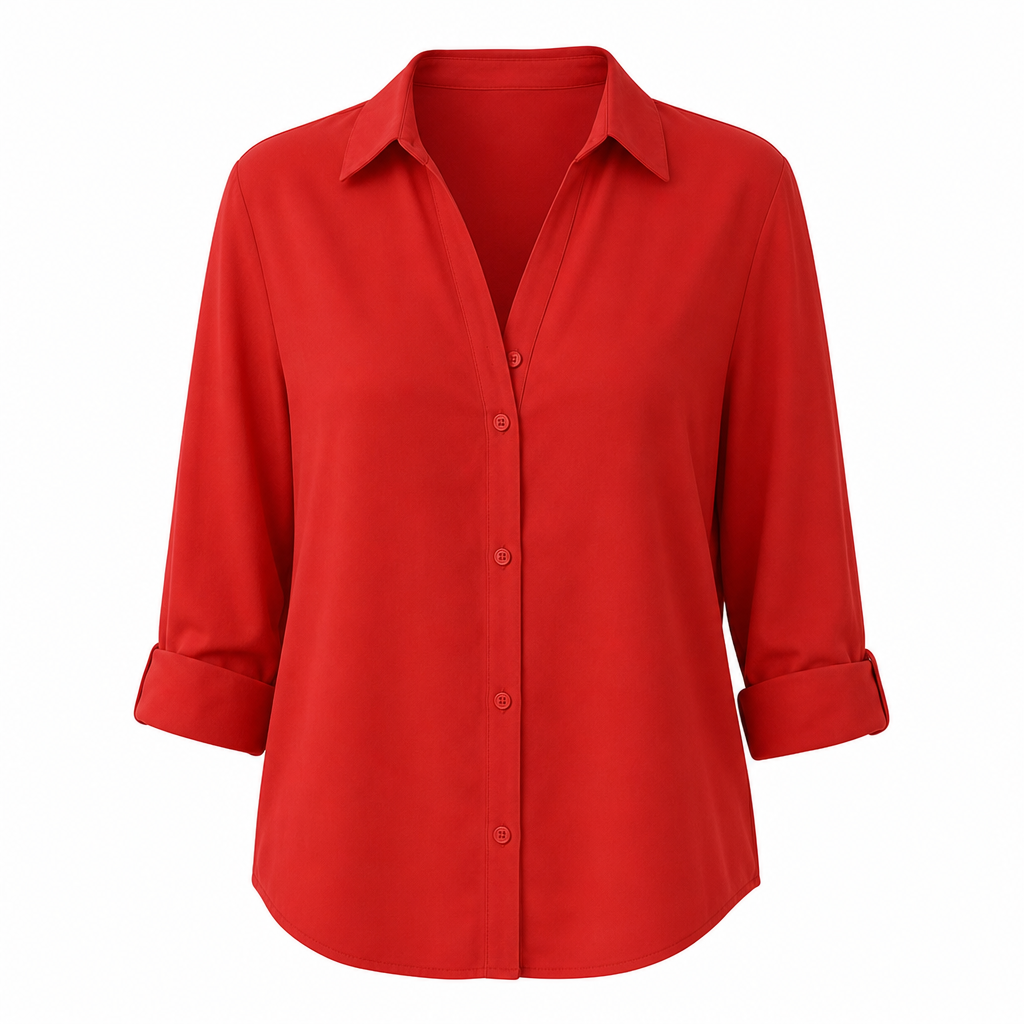 Elegant og uformell langermet bluse med knapping for kvinner