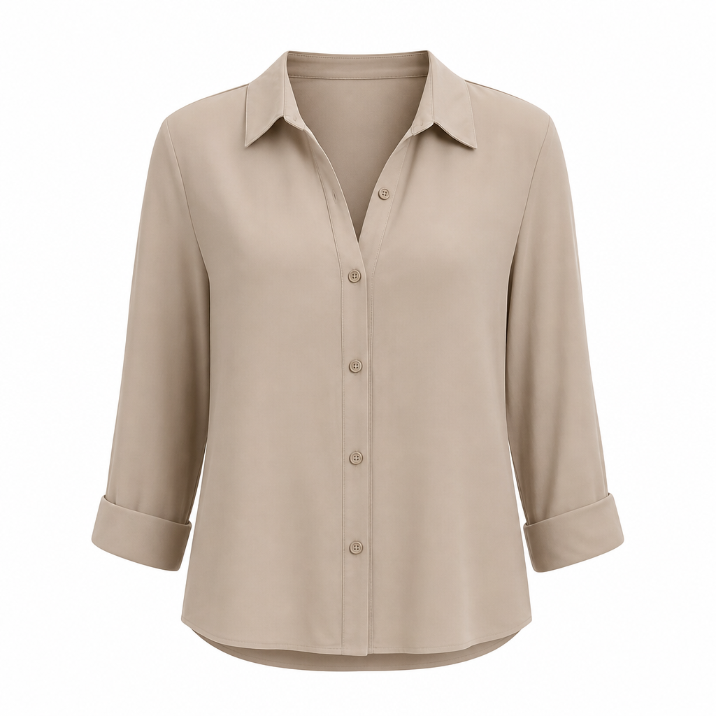 Elegant og uformell langermet bluse med knapping for kvinner