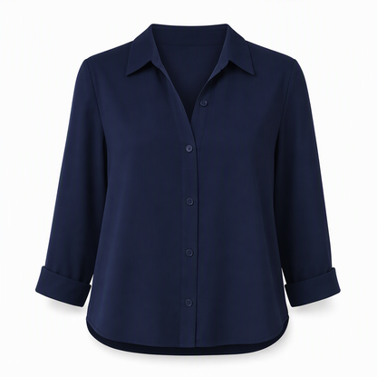 Elegant og uformell langermet bluse med knapping for kvinner