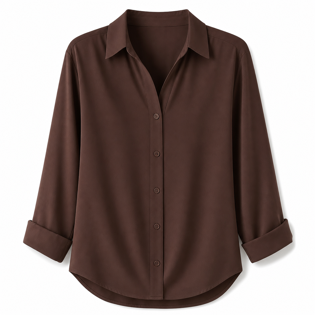 Elegant og uformell langermet bluse med knapping for kvinner