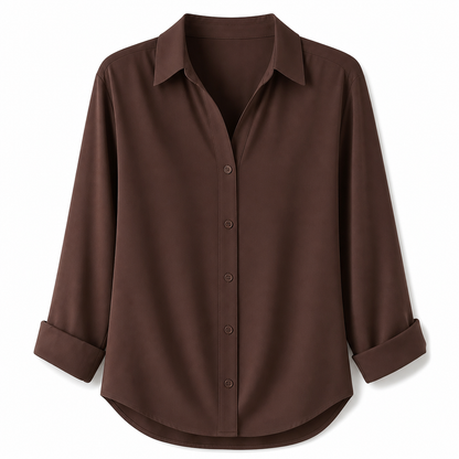 Elegant og uformell langermet bluse med knapping for kvinner