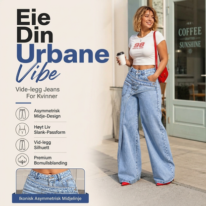 Trendy, asymmetriske bredbuksjeans for kvinner