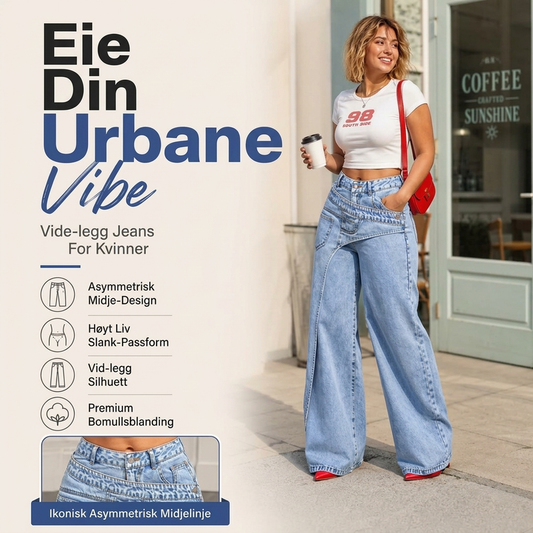 Trendy, asymmetriske bredbuksjeans for kvinner