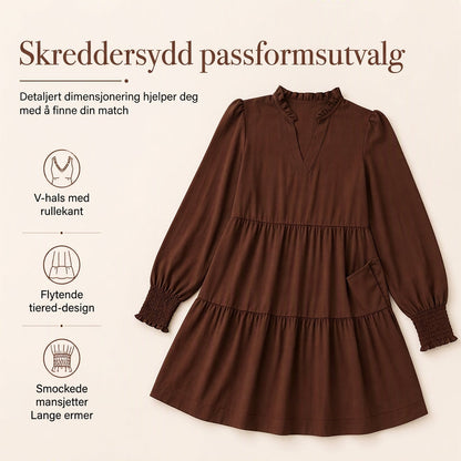 Kvinner V-halset lagdelt volanger minikjole