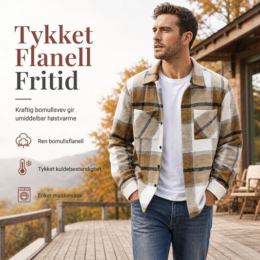 Avslutningsflanellskjorte i ruter for herrer