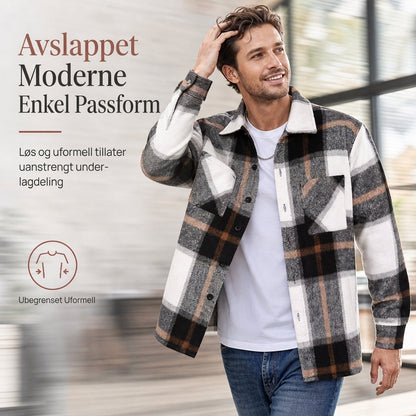 Avslutningsflanellskjorte i ruter for herrer