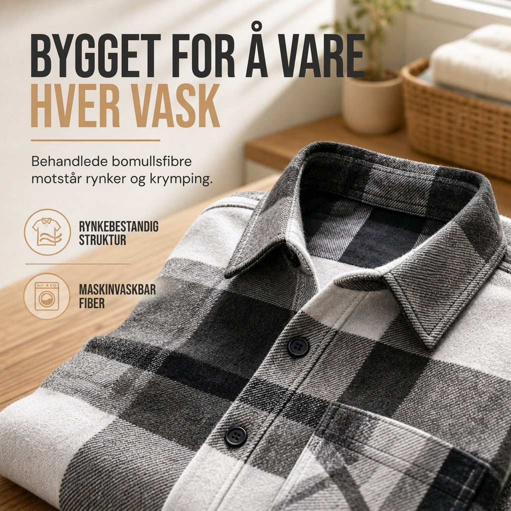 Avslutningsflanellskjorte i ruter for herrer
