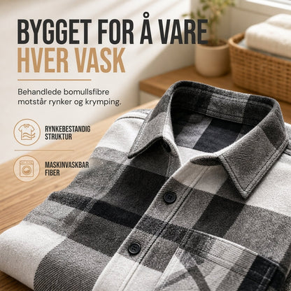 Avslutningsflanellskjorte i ruter for herrer