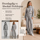 Damesett med strikket turtleneck-genseren og vidbeinte bukser