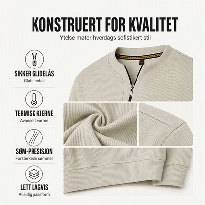 🔥 50% RABATT 🔥 Halvglidelås Ribbet Herresweatshirt med Varmt Fôr – Komfortabel & Stilren for Kalde Dager 🧥❄️
