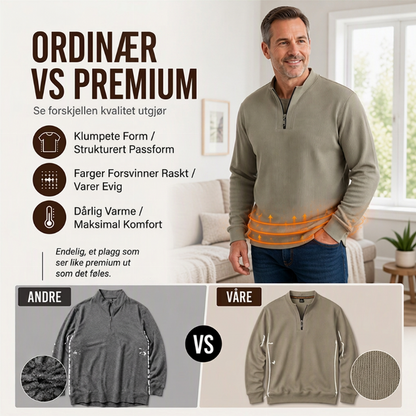 🔥 50% RABATT 🔥 Halvglidelås Ribbet Herresweatshirt med Varmt Fôr – Komfortabel & Stilren for Kalde Dager 🧥❄️