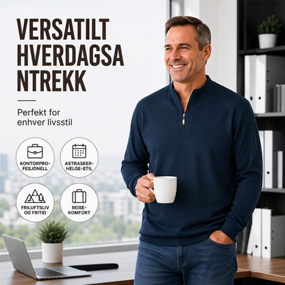 🔥 50% RABATT 🔥 Halvglidelås Ribbet Herresweatshirt med Varmt Fôr – Komfortabel & Stilren for Kalde Dager 🧥❄️