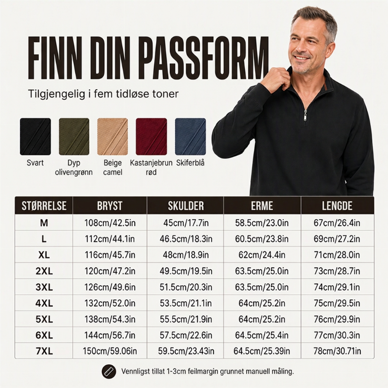 🔥 50% RABATT 🔥 Halvglidelås Ribbet Herresweatshirt med Varmt Fôr – Komfortabel & Stilren for Kalde Dager 🧥❄️