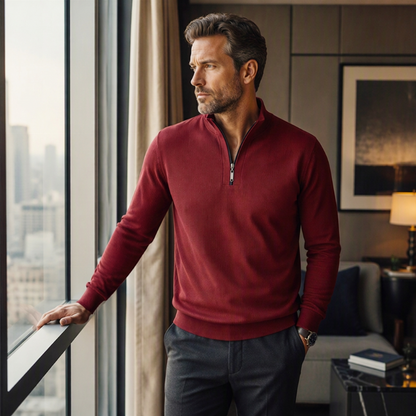 🔥 50% RABATT 🔥 Halvglidelås Ribbet Herresweatshirt med Varmt Fôr – Komfortabel & Stilren for Kalde Dager 🧥❄️