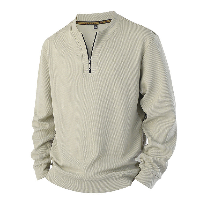 🔥 50% RABATT 🔥 Halvglidelås Ribbet Herresweatshirt med Varmt Fôr – Komfortabel & Stilren for Kalde Dager 🧥❄️