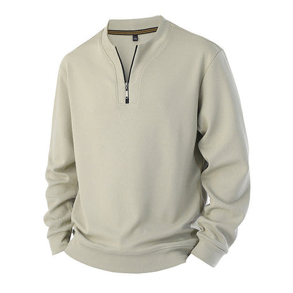 🔥 50% RABATT 🔥 Halvglidelås Ribbet Herresweatshirt med Varmt Fôr – Komfortabel & Stilren for Kalde Dager 🧥❄️