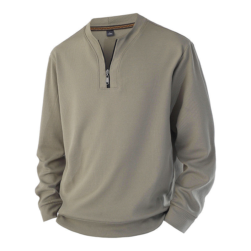 🔥 50% RABATT 🔥 Halvglidelås Ribbet Herresweatshirt med Varmt Fôr – Komfortabel & Stilren for Kalde Dager 🧥❄️