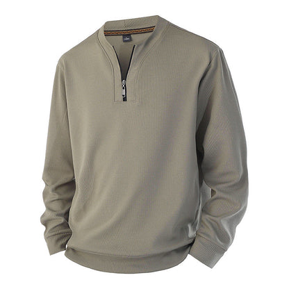 🔥 50% RABATT 🔥 Halvglidelås Ribbet Herresweatshirt med Varmt Fôr – Komfortabel & Stilren for Kalde Dager 🧥❄️