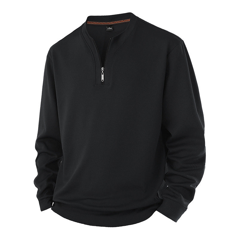 🔥 50% RABATT 🔥 Halvglidelås Ribbet Herresweatshirt med Varmt Fôr – Komfortabel & Stilren for Kalde Dager 🧥❄️