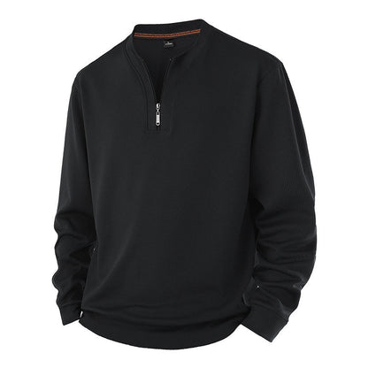 🔥 50% RABATT 🔥 Halvglidelås Ribbet Herresweatshirt med Varmt Fôr – Komfortabel & Stilren for Kalde Dager 🧥❄️