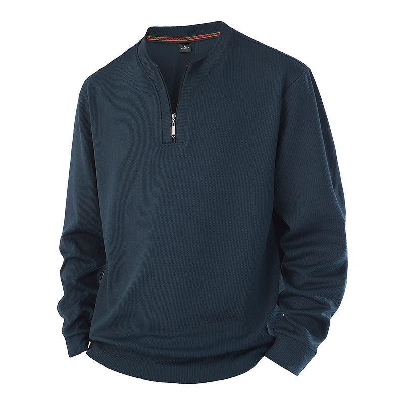 🔥 50% RABATT 🔥 Halvglidelås Ribbet Herresweatshirt med Varmt Fôr – Komfortabel & Stilren for Kalde Dager 🧥❄️