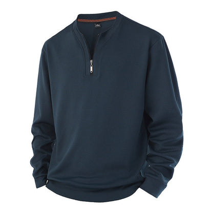🔥 50% RABATT 🔥 Halvglidelås Ribbet Herresweatshirt med Varmt Fôr – Komfortabel & Stilren for Kalde Dager 🧥❄️