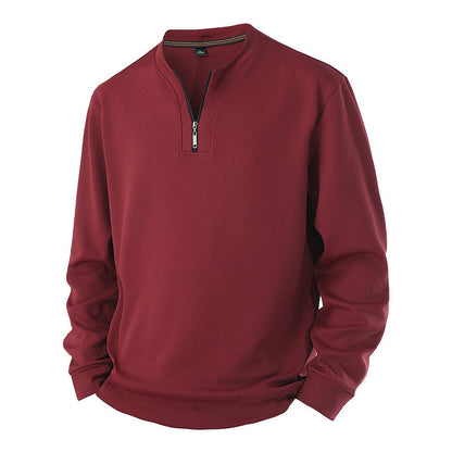 🔥 50% RABATT 🔥 Halvglidelås Ribbet Herresweatshirt med Varmt Fôr – Komfortabel & Stilren for Kalde Dager 🧥❄️